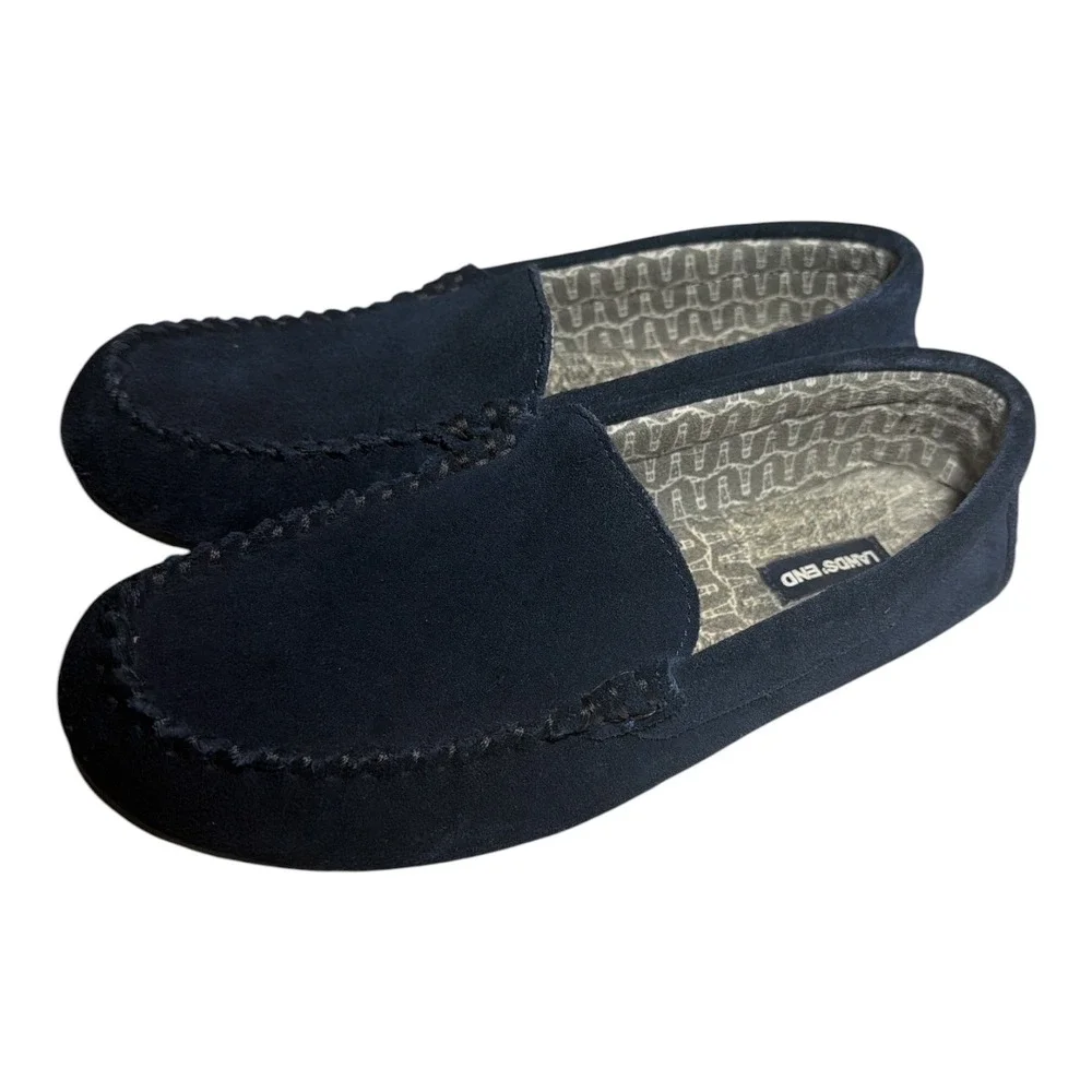Lands end slip on suede moccasin flannel lined indoor / outdoor by lands end 8
